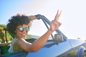 Woman Smiling Inside Car 